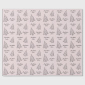 Elegantes Custom Pink Weihnachtsbaum Wrapping Geschenkpapier (Flach)
