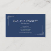 Elegantes Custom Silver Monogram Navy Blue Busines Visitenkarte (Vorderseite)