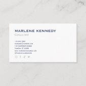 Elegantes Custom Silver Monogram Navy Blue Busines Visitenkarte (Vorderseite)