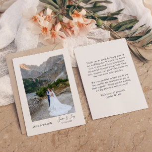 Elegantes Custom Wedding Foto Dankeschön Card Feiertagskarte