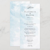Elegantes Cyan Blue Watercolor Wedding Menu Menükarte (Vorne/Hinten)