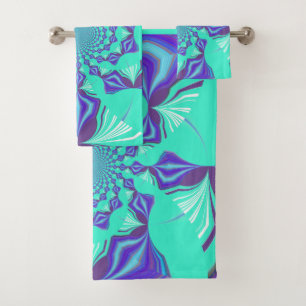Elegantes Cyan Kostbares Blau Badhandtuch Set