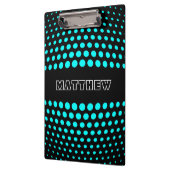 Elegantes Cyan Polka Dots Muster Klemmbrett (Links)