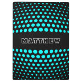 Elegantes Cyan Polka Dots Muster Klemmbrett (Rückseite)