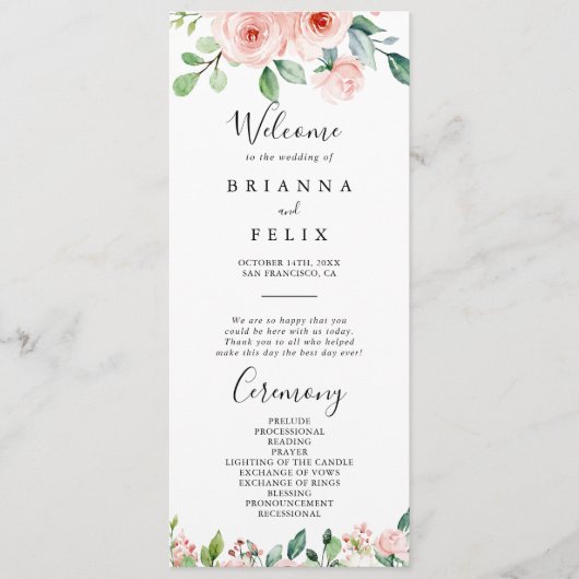 Elegantes Dainty Herbst-Blumenzettel Programm (Vorderseite)