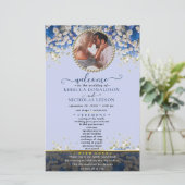 Elegantes Daisy Floral Custom Foto Wedding Program (Stehend Vorderseite)