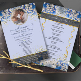 Elegantes Daisy Floral Custom Foto Wedding Program