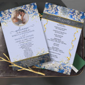 Elegantes Daisy Floral Custom Foto Wedding Program