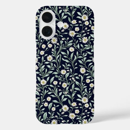 Elegantes Daisy Floral Muster auf dunklem Hintergr Case-Mate iPhone Hülle (Rückseite)