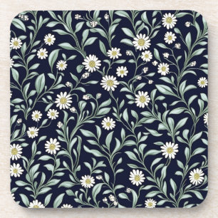 Elegantes Daisy Floral Muster auf dunklem Hintergr Getränkeuntersetzer