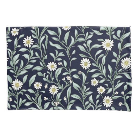 Elegantes Daisy Floral Muster auf dunklem Hintergr Kissenbezug (Vorderseite)