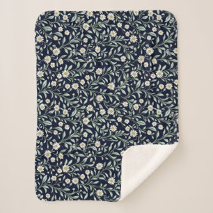 Elegantes Daisy Floral Muster auf dunklem Hintergr Sherpadecke