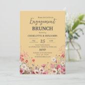 Elegantes Daisy Floral Verlobung Brunch Party Einladung (Stehend Vorderseite)
