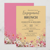 Elegantes Daisy Floral Verlobung Brunch Party Einladung (Vorne/Hinten)