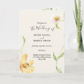 Elegantes Daisy Folded Wedding Programm (Vorderseite)