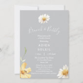 Elegantes Daisy Gray Brunch und Bubbly Brautparty Einladung (Vorderseite)