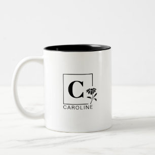 Elegantes Daisy-Monogramm-Tasse – Personalisiertes Zweifarbige Tasse