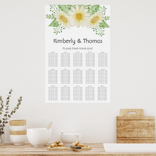 Elegantes Daisy Seating Chart Poster (Küche)