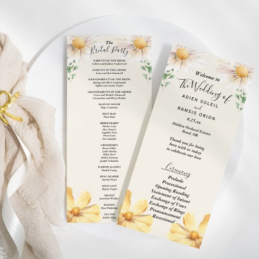 Elegantes Daisy Wedding Brautparty Flat Program Programm
