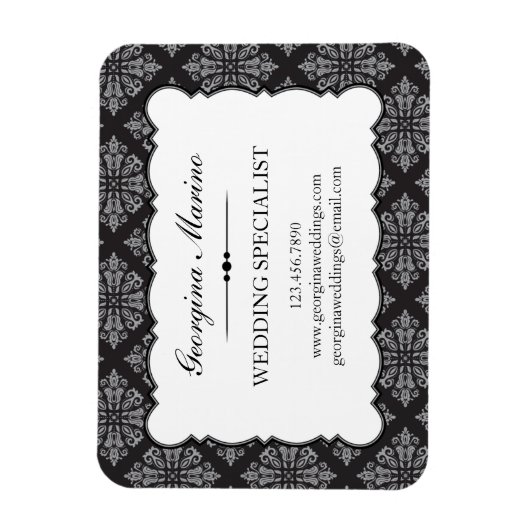 Elegantes Damask Berufliches Geschäft Magnet (Vertikal)