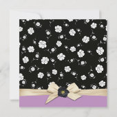 Elegantes Damask Creamy Ribbon Lila Brautparty Einladung (Rückseite)