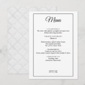 Elegantes Damask einfaches Minimales Hochzeitsmenü Menükarte (Vorne/Hinten)
