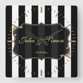 Elegantes Damask Golden Design Benutzerdefiniertes Quadratische Wanduhr