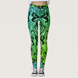 Elegantes Damask-grünes Muster Leggings