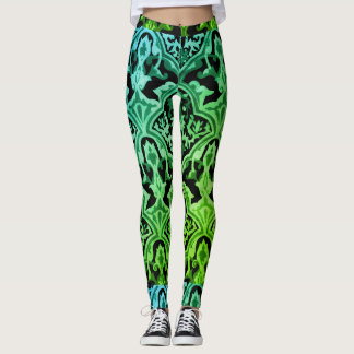 Elegantes Damask-grünes Muster Leggings
