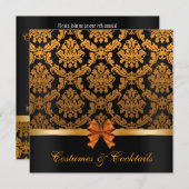 Elegantes Damask Halloween-Party Einladung (Vorne/Hinten)