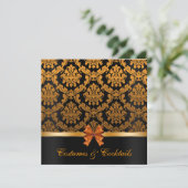 Elegantes Damask Halloween-Party Einladung (Stehend Vorderseite)