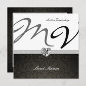 Elegantes Damask Monogramm 16 . Geburtstag Einladung (Vorne/Hinten)