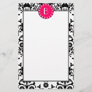 Elegantes Damask-Muster mit Monogramm Briefpapier