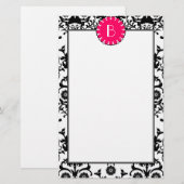 Elegantes Damask-Muster mit Monogramm Briefpapier (Vorne/Hinten)