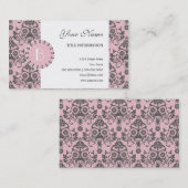 Elegantes Damask-Muster mit Monogramm Visitenkarte (Vorne/Hinten)