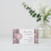 Elegantes Damask-Muster mit Monogramm Visitenkarte (Stehend Vorderseite)