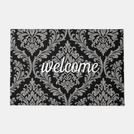 Elegantes Damask Muster "Welcome" Doormat Fußmatte