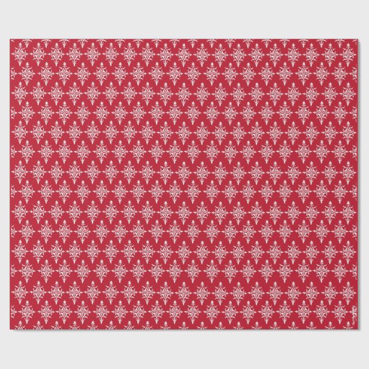 Elegantes Damask Muster Wrapping Paper | Rot Geschenkpapier (Flach)