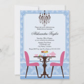Elegantes Damask und Chandelier Tea Party Einladung (Vorderseite)
