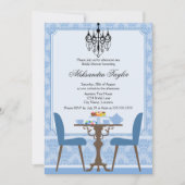 Elegantes Damask und Chandelier Tea Party Einladung (Vorderseite)