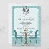 Elegantes Damask und Chandelier Tea Party Einladung (Vorderseite)