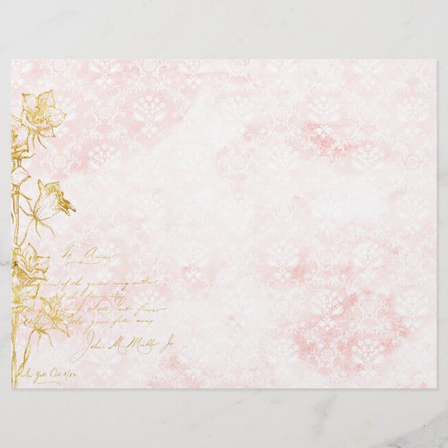 Elegantes Damask und Gold Floral Scrapbook (Vorderseite)
