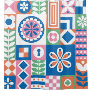 Elegantes Damask Vintages Nahtloses Muster. De Duschvorhang