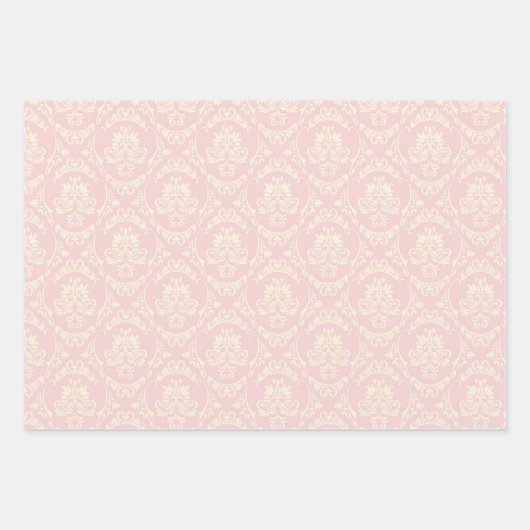 Elegantes Damask Wrapping Paper Geschenkpapier Set (Vorderseite)
