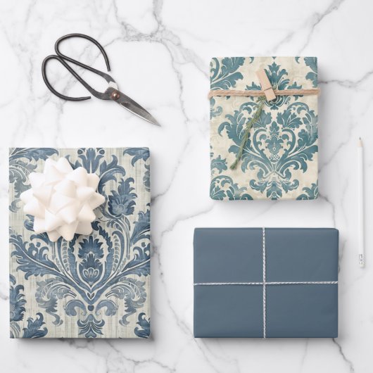 Elegantes Damaskus Wrapping Paper Flat Sheet Set 3 Geschenkpapier Set (Vorderseite)