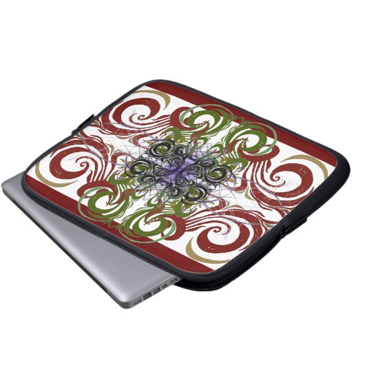 Elegantes Damaskusmuster Laptopschutzhülle (Vorne Knopf)