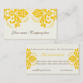 Elegantes Damasmotiv, gelbes Elfenbein Visitenkarte (Vorne/Hinten)