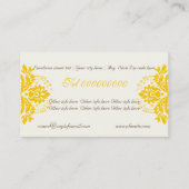 Elegantes Damasmotiv, gelbes Elfenbein Visitenkarte (Rückseite)