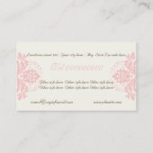 Elegantes Damasmotiv hellrosa Elfenbein Visitenkarte (Rückseite)