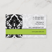 Elegantes Damast-Blumenmuster-modernes stilvolles Visitenkarte (Rückseite)